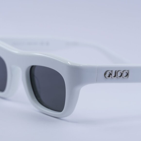 Gucci GG1777S 004 Sunglasses Shiny White Square Frame, Grey Lenses main image 8